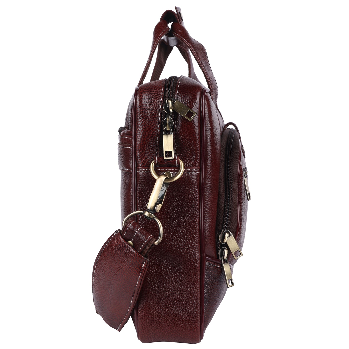 Faux Leather Laptop Briefcase – 15.6" Professional Messenger Bag (Burgundy)