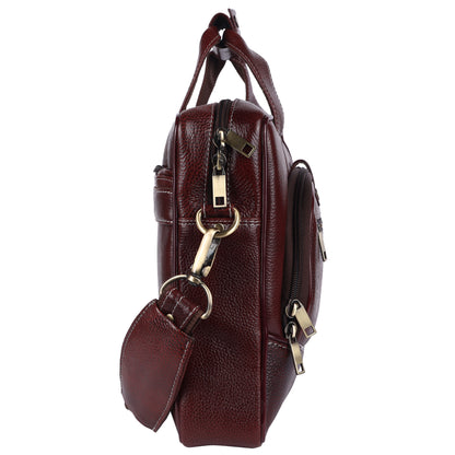 Faux Leather Laptop Briefcase – 15.6" Professional Messenger Bag (Burgundy)