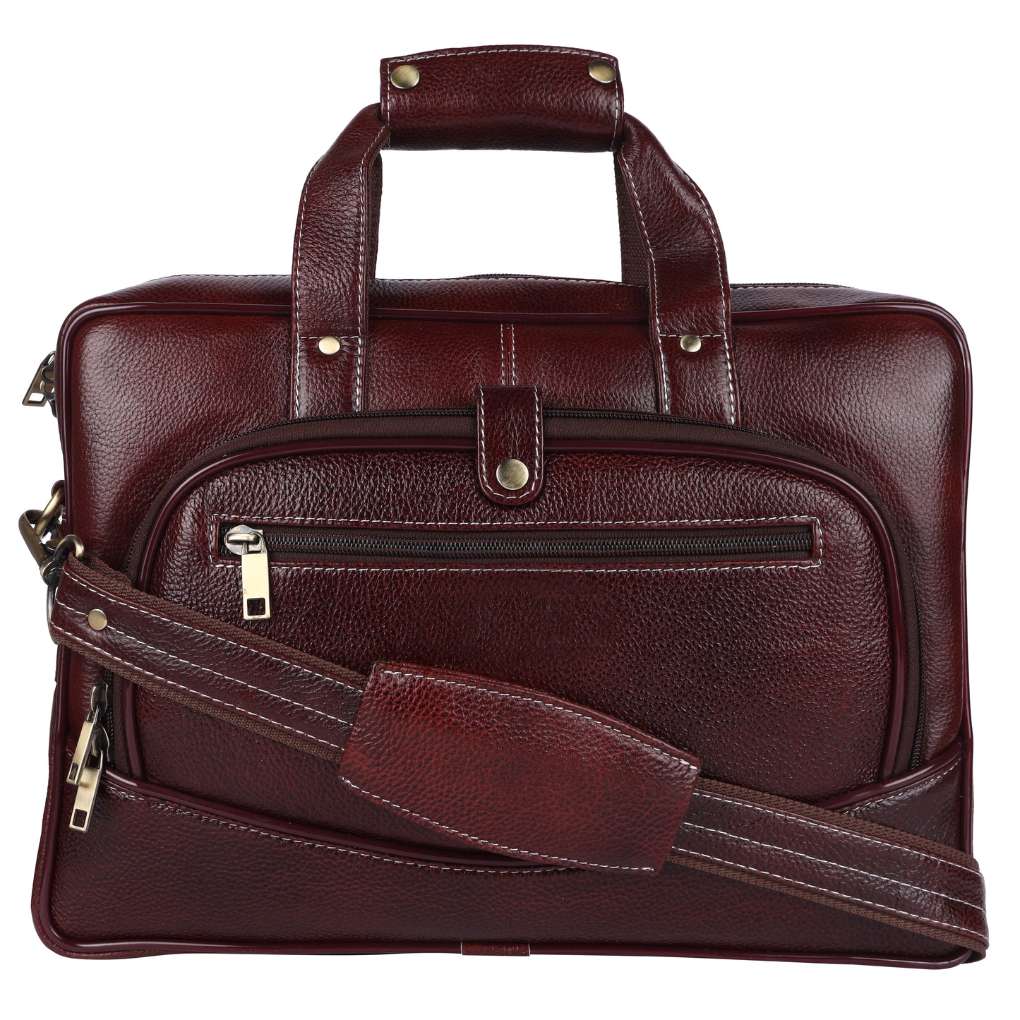 Faux Leather Laptop Briefcase – 15.6" Professional Messenger Bag (Burgundy)