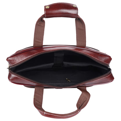 Faux Leather Laptop Briefcase – 15.6" Professional Messenger Bag (Burgundy)