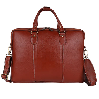 Full-Grain Leather Laptop Briefcase – 15.5" Professional Messenger Bag (Tan)