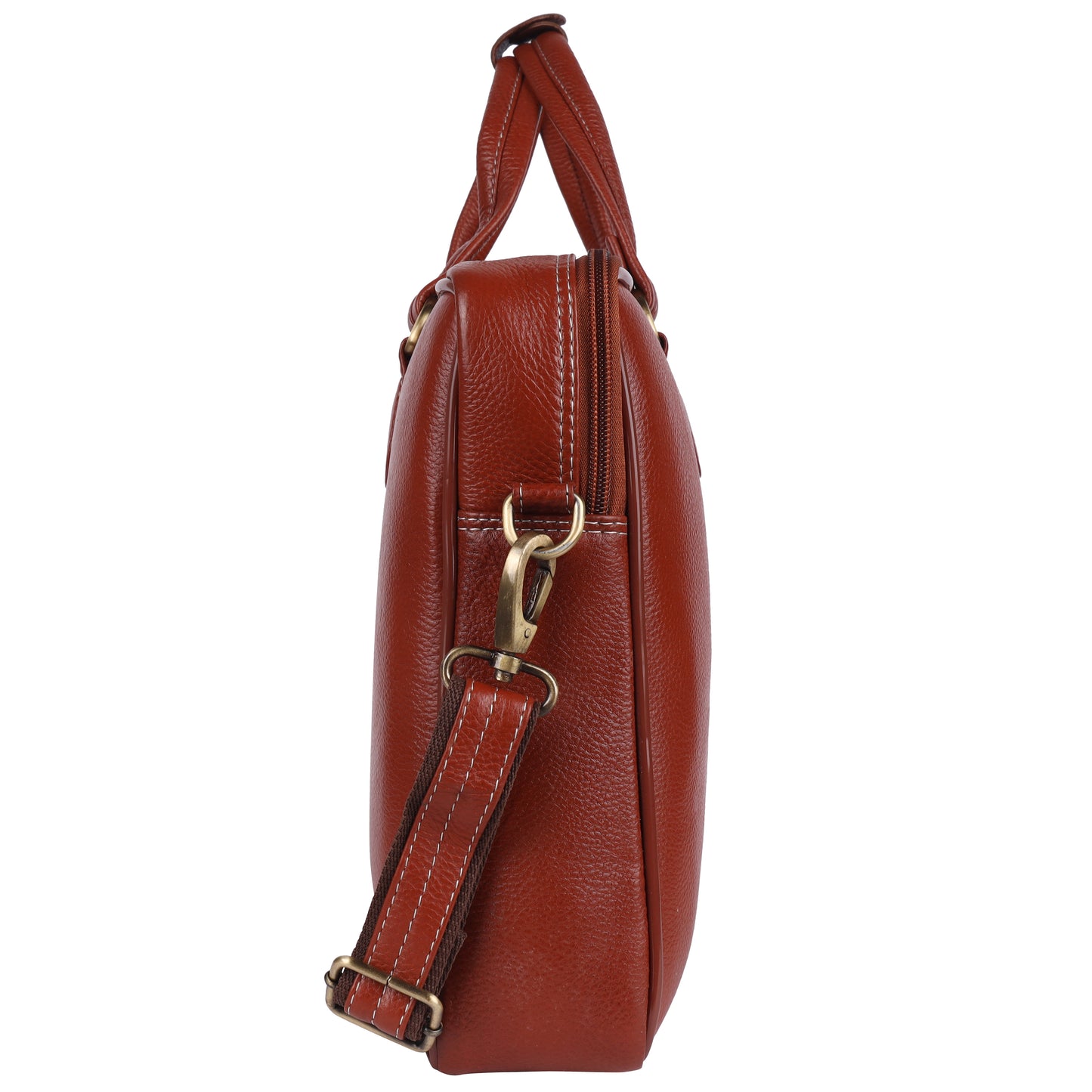 Full-Grain Leather Laptop Briefcase – 15.5" Professional Messenger Bag (Tan)