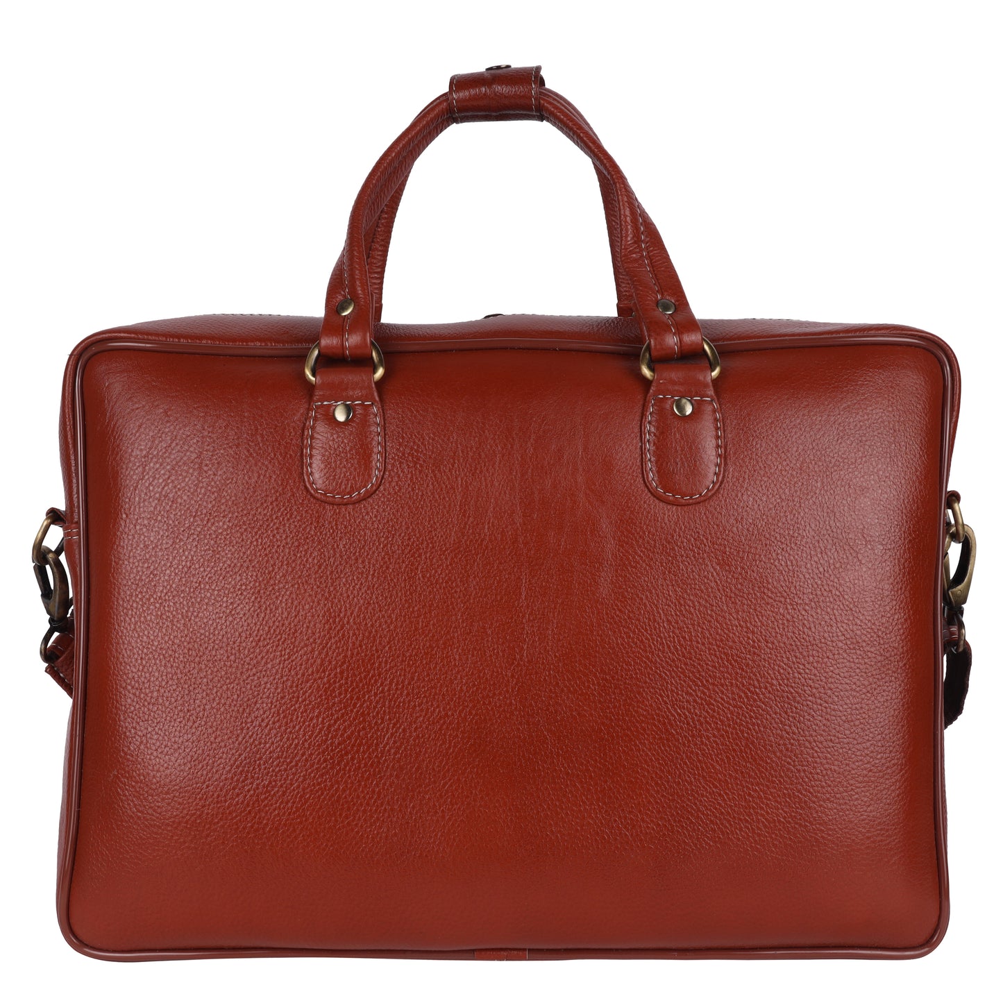 Full-Grain Leather Laptop Briefcase – 15.5" Professional Messenger Bag (Tan)