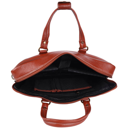 Full-Grain Leather Laptop Briefcase – 15.5" Professional Messenger Bag (Tan)