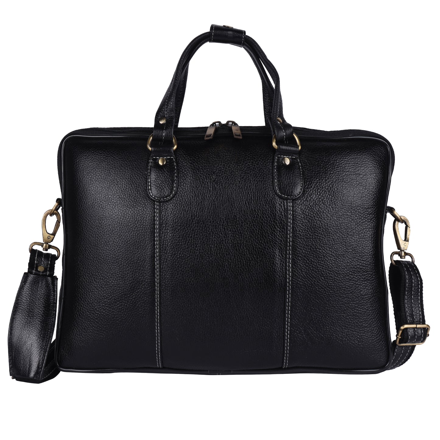 Genuine Leather Laptop Briefcase – 15.5" Executive Messenger Bag (Black)