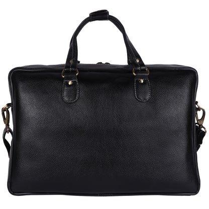 Genuine Leather Laptop Briefcase – 15.5" Executive Messenger Bag (Black)