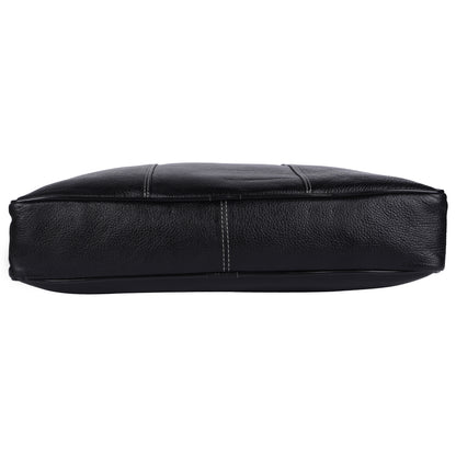 Genuine Leather Laptop Briefcase – 15.5" Executive Messenger Bag (Black)