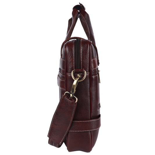 Premium Handcrafted 15-Inch Leather Briefcase – Professional Messenger Bag for Laptops & Business Travel (Coffee Brown)