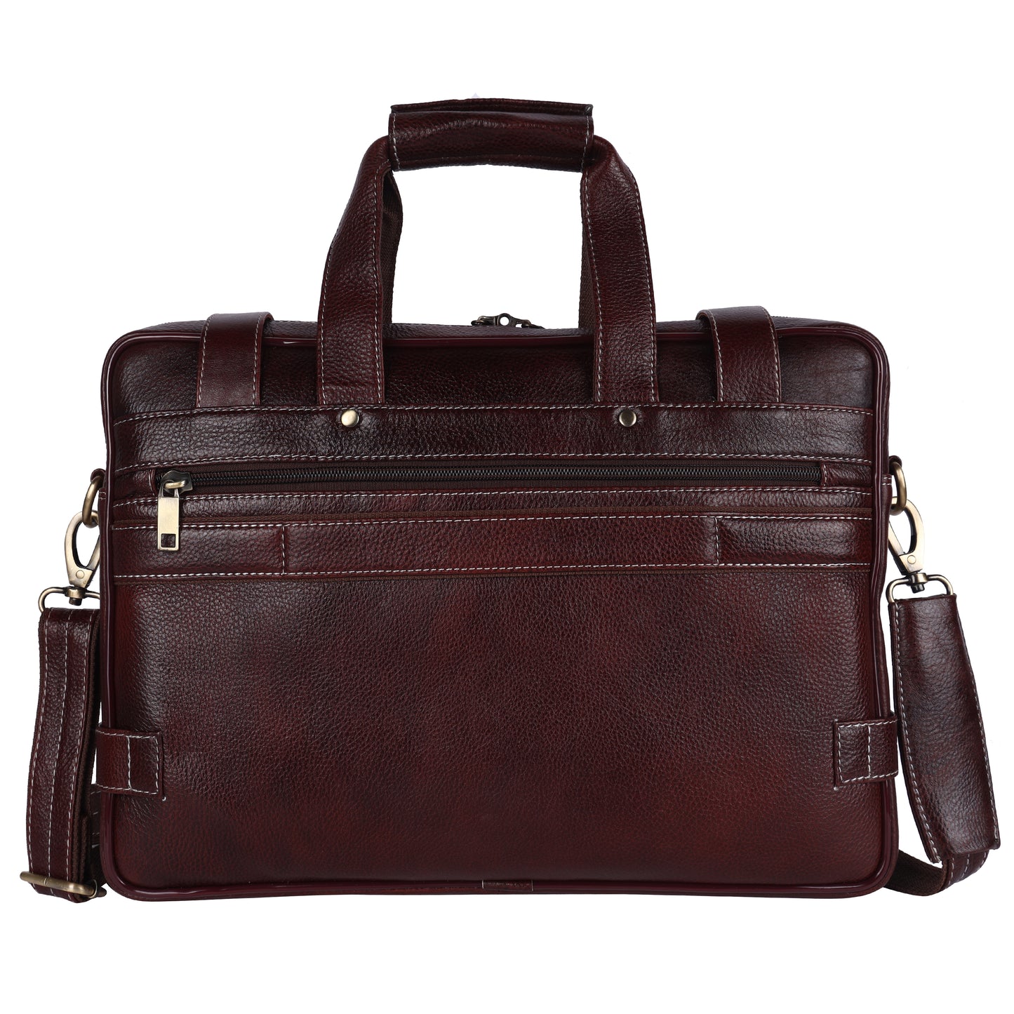 Handcrafted Leather Laptop Briefcase – 15" Business Travel Messenger Bag (Coffee Brown)