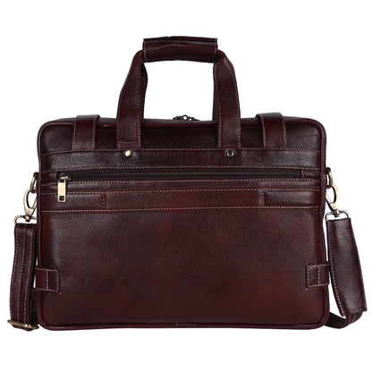 Handcrafted Leather Laptop Briefcase – 15" Business Travel Messenger Bag (Coffee Brown)