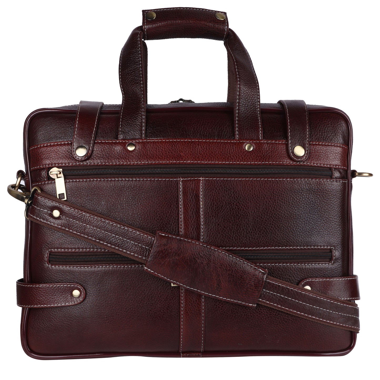 Handcrafted Leather Laptop Briefcase – 15" Business Travel Messenger Bag (Coffee Brown)