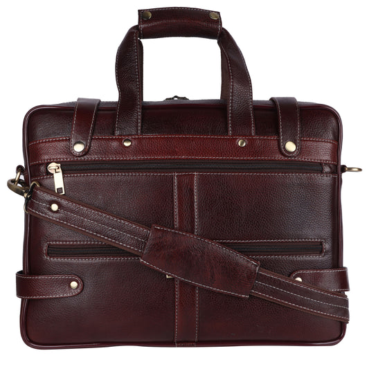 Premium Handcrafted 15-Inch Leather Briefcase – Professional Messenger Bag for Laptops & Business Travel (Coffee Brown)