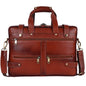 Full-Grain Leather Executive Briefcase – 15" Multi-Pocket Laptop Bag (Heritage Brown)