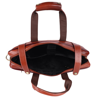 Full-Grain Leather Executive Briefcase – 15" Multi-Pocket Laptop Bag (Heritage Brown)