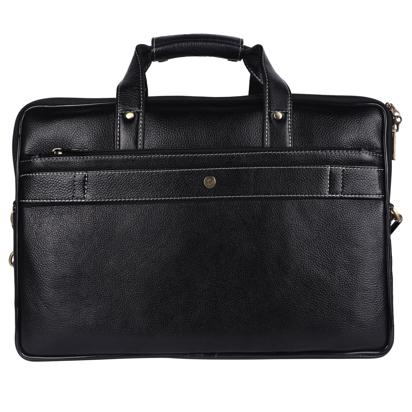 Genuine Leather Laptop Briefcase – 15.5" Professional Messenger Bag for Men (Black)