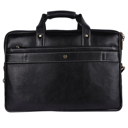 Genuine Leather Laptop Briefcase – 15.5" Professional Messenger Bag for Men (Black)