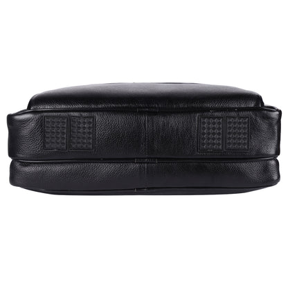 Genuine Leather Laptop Briefcase – 15.5" Professional Messenger Bag for Men (Black)