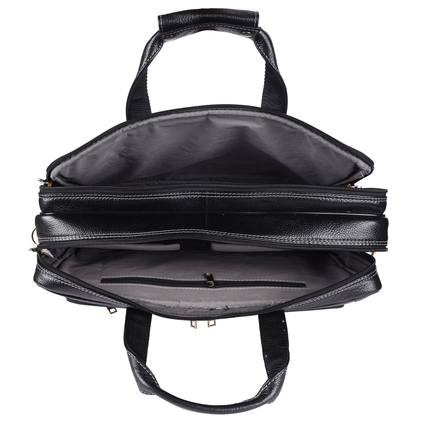 Genuine Leather Laptop Briefcase – 15.5" Professional Messenger Bag for Men (Black)