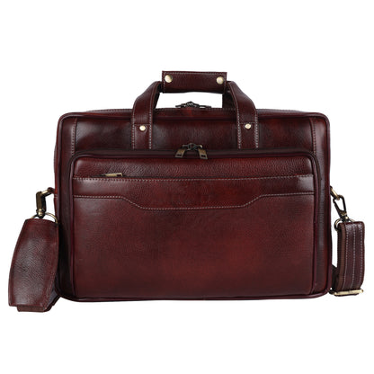 Genuine Leather Executive Briefcase – 15.5" Professional Messenger Bag (Vintage Brown)
