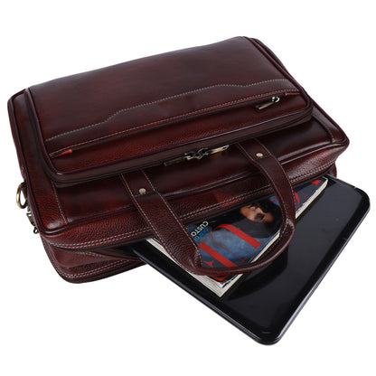 Genuine Leather Executive Briefcase – 15.5" Professional Messenger Bag (Vintage Brown)