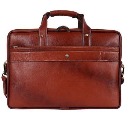 Handcrafted Leather Executive Messenger Bag – 15.5" Multi-Compartment Briefcase (Cognac Brown)