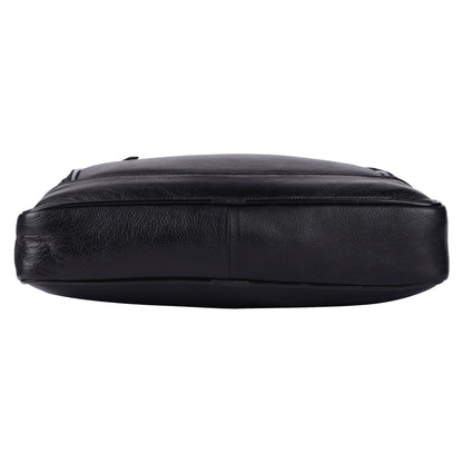 Leather Laptop Messenger Bag – 15.5" Unisex Bag with Adjustable Strap (Black)