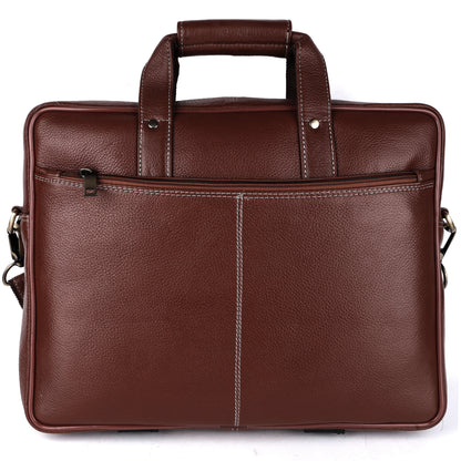 Vegan Leather Laptop Briefcase – 15.6" Multi-Pocket Executive Messenger Bag (Brown)