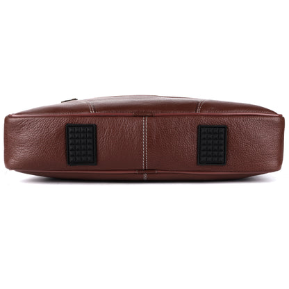 Vegan Leather Laptop Briefcase – 15.6" Multi-Pocket Executive Messenger Bag (Brown)