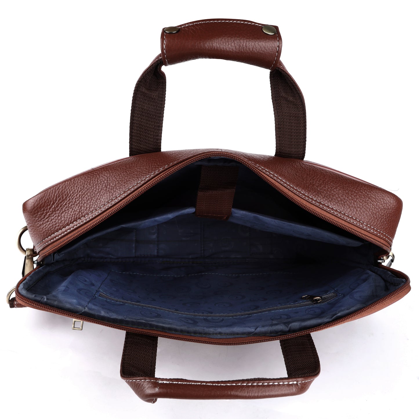 Vegan Leather Laptop Briefcase – 15.6" Multi-Pocket Executive Messenger Bag (Brown)