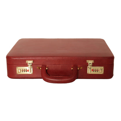 Genuine Leather Hard-Shell Attaché Briefcase – 15.6" Laptop Case (Brown)