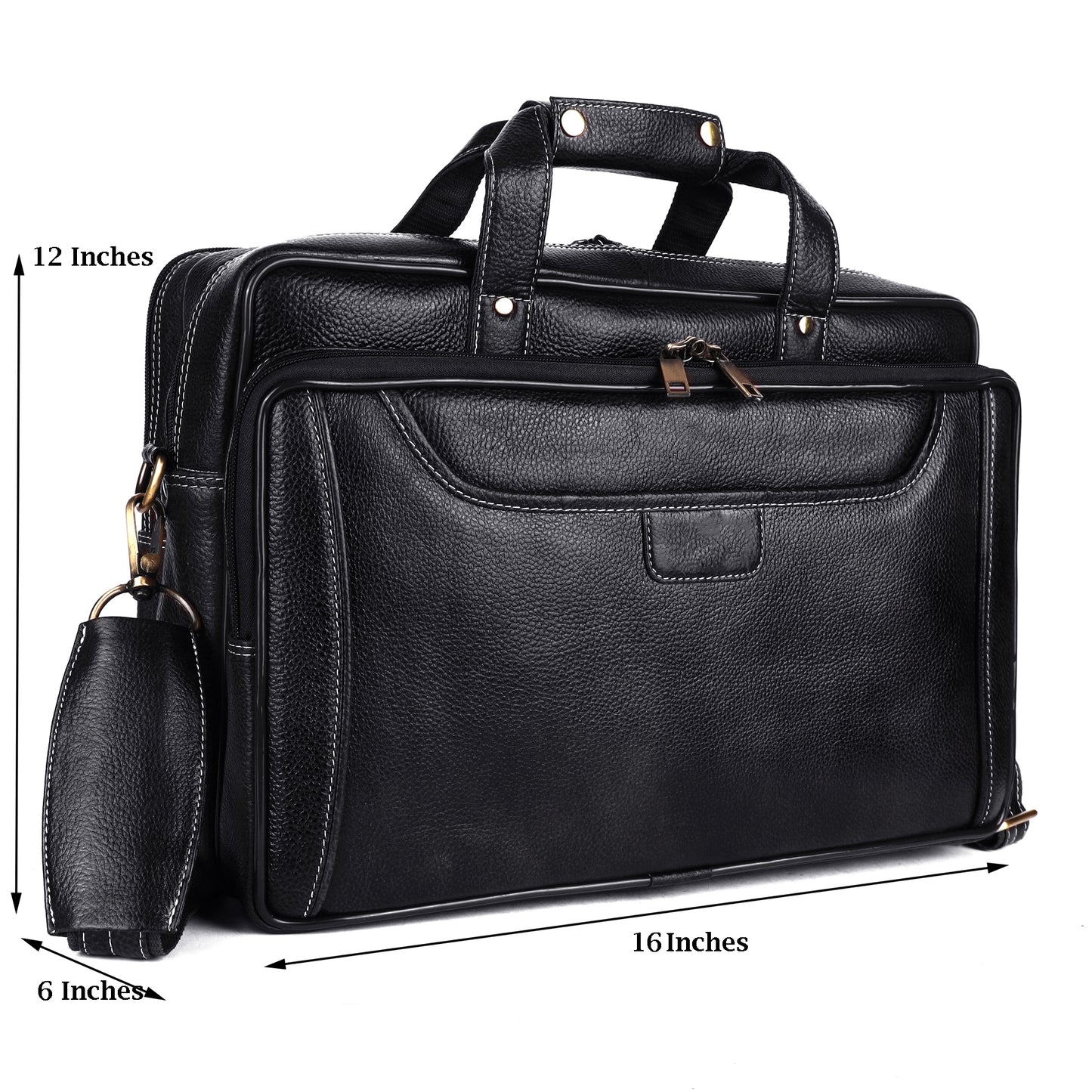 Genuine Leather Laptop Briefcase – 16" Multi-Compartment Executive Messenger Bag