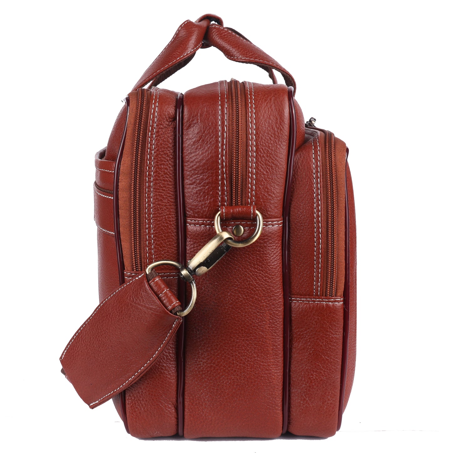 Genuine Leather Expandable Laptop Briefcase – 16" Multi-Compartment Messenger Bag (Tan)