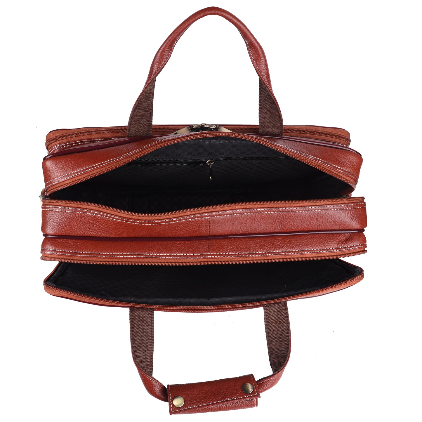 Genuine Leather Expandable Laptop Briefcase – 16" Multi-Compartment Messenger Bag (Tan)