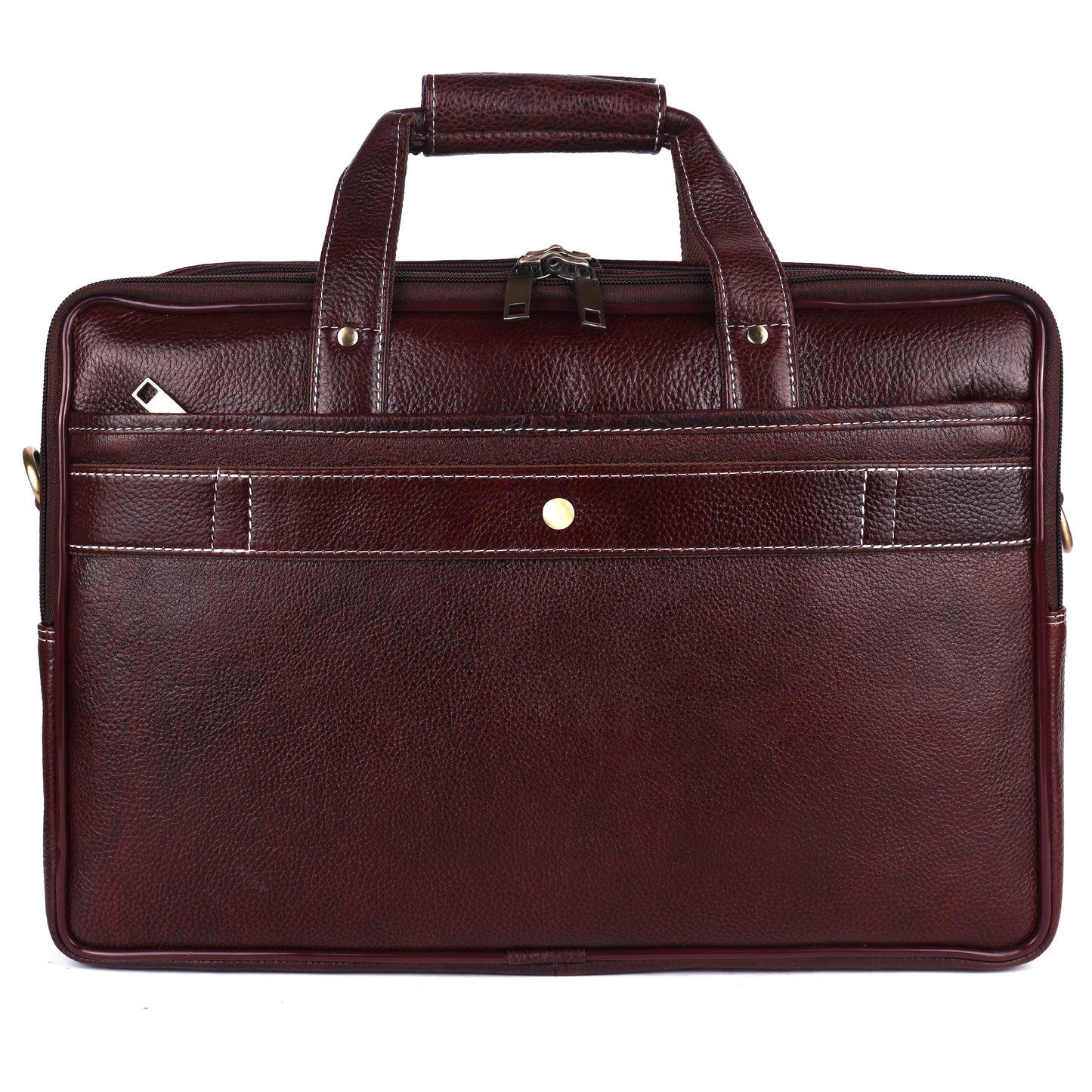 Genuine Leather Expandable Laptop Briefcase – 16" Multi-Compartment Messenger Bag for Men (Burgundy)