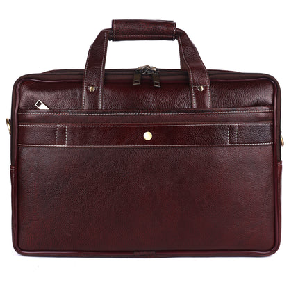 Genuine Leather Expandable Laptop Briefcase – 16" Multi-Compartment Messenger Bag for Men (Burgundy)