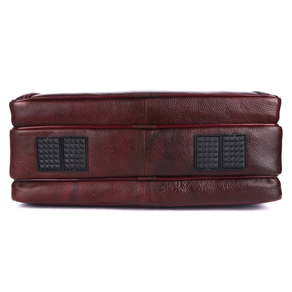 Genuine Leather Expandable Laptop Briefcase – 16" Multi-Compartment Messenger Bag for Men (Burgundy)