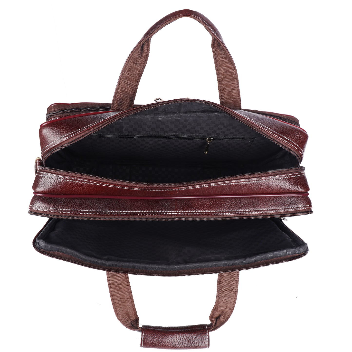 Genuine Leather Expandable Laptop Briefcase – 16" Multi-Compartment Messenger Bag for Men (Burgundy)