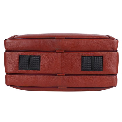 Genuine Leather Expandable Laptop Briefcase – 16" Multi-Compartment Messenger Bag (Tan)