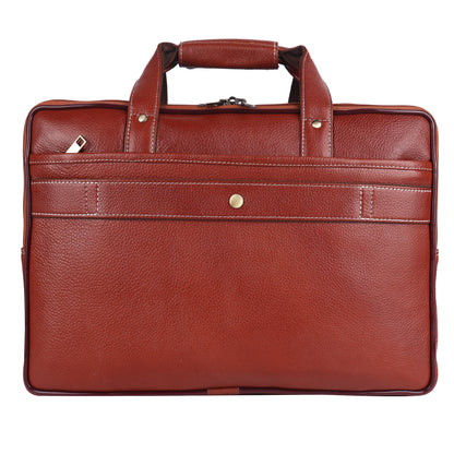 Genuine Leather Expandable Laptop Briefcase – 16" Multi-Compartment Messenger Bag (Tan)