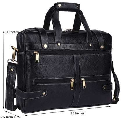 Water-Resistant Leather Laptop Bag – 15" Lightweight Office Messenger Bag