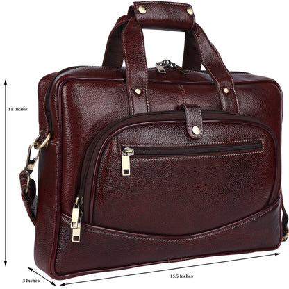 Faux Leather Laptop Briefcase – 15.6" Professional Messenger Bag (Burgundy)