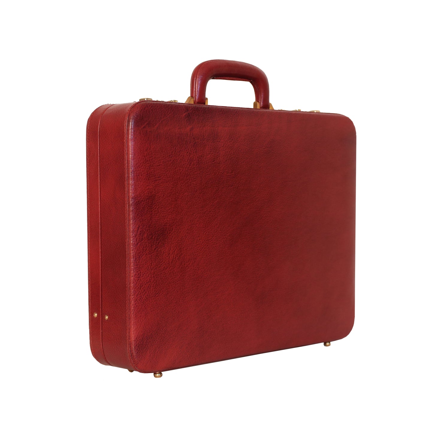 Genuine Leather Hard-Shell Attaché Briefcase – 15.6" Laptop Case (Brown)