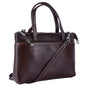 Livinwise Genuine Dark Brown Leather Crossbody Tote with White Stitching