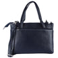 Livinwise Genuine Navy Blue Leather Crossbody Tote with White Stitching