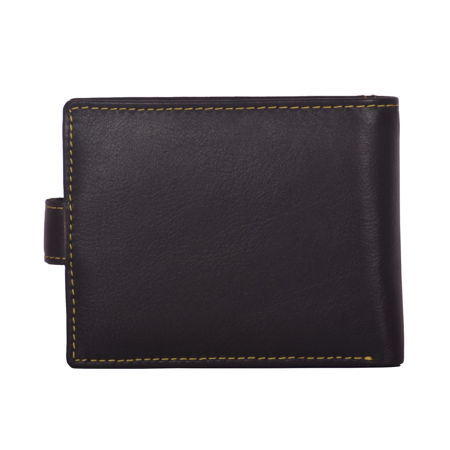 LivinWise Men’s Genuine Leather Trifold Wallet with Snap Button Closure - Black