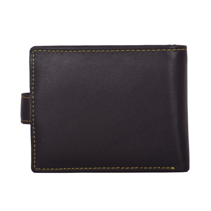 LivinWise Men’s Genuine Leather Trifold Wallet with Snap Button Closure - Black