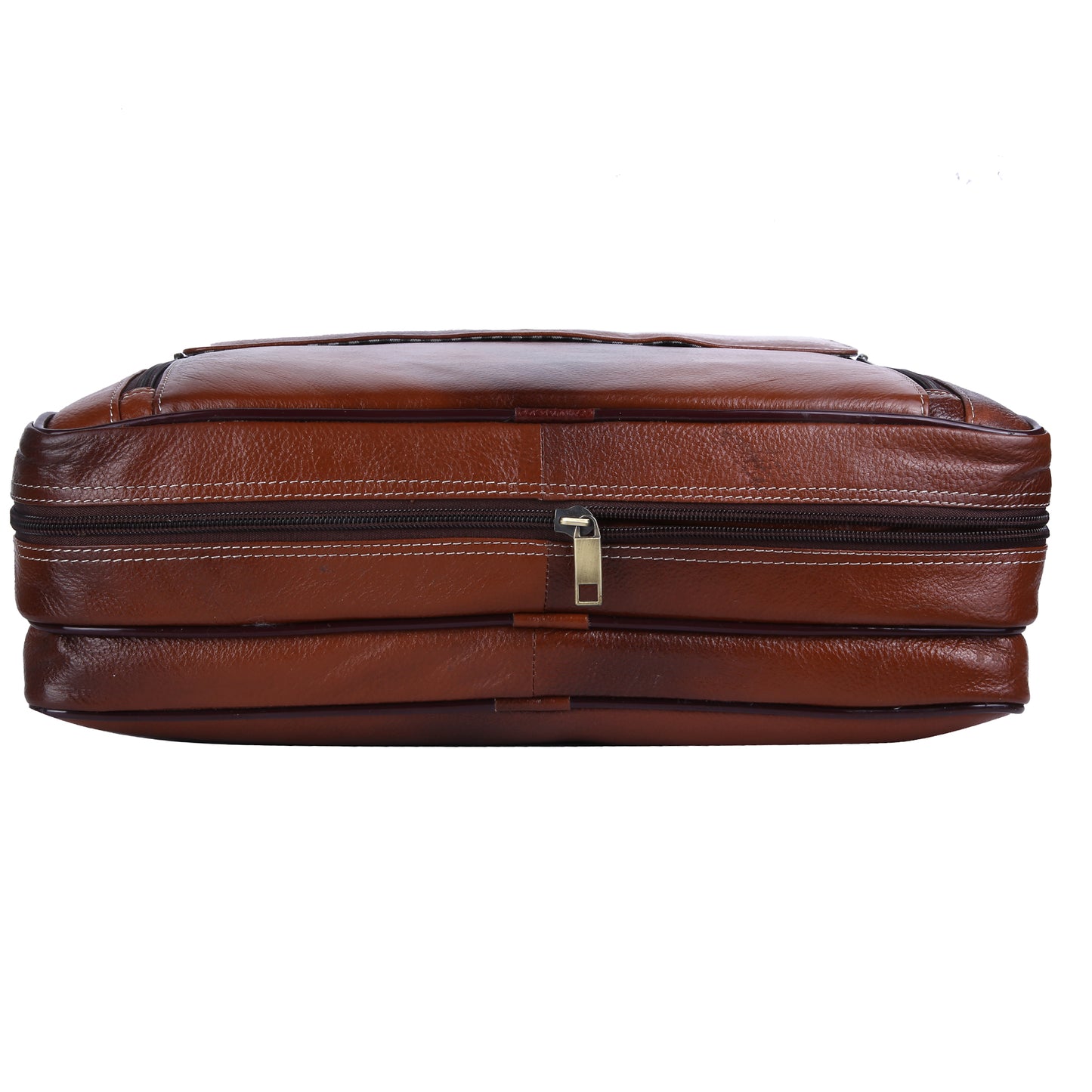 Full-Grain Leather Laptop Briefcase – Multi-Compartment Messenger Bag (Cognac Brown)