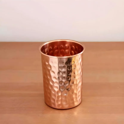 Pure Copper Hammered Tumbler – 300ml Ayurvedic Drinking Glass, Set of 4