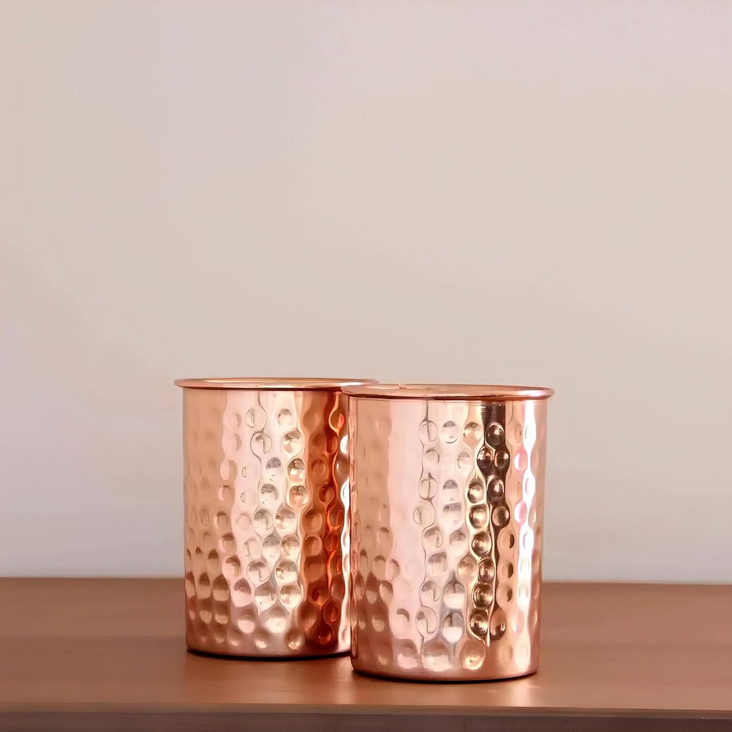 Pure Copper Hammered Tumbler – 300ml Ayurvedic Drinking Glass, Set of 4