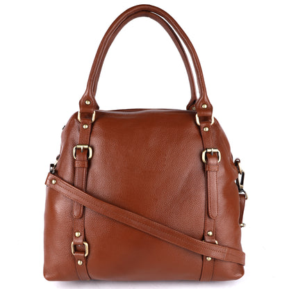 Livinwise Genuine TAN Leather Satchel Bag for Women & Girls